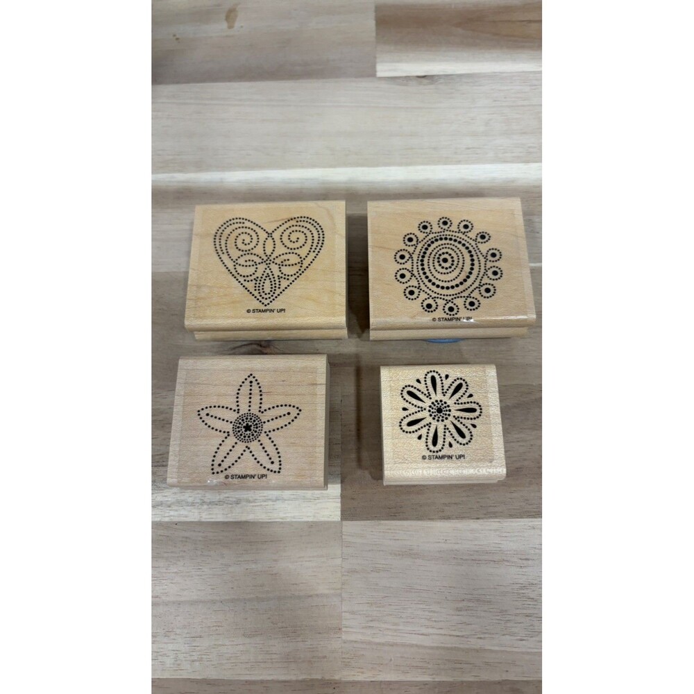 Stampin' Up! Wooden POLKA DOT PUNCHES Stampin' Set Lot of 4 Used